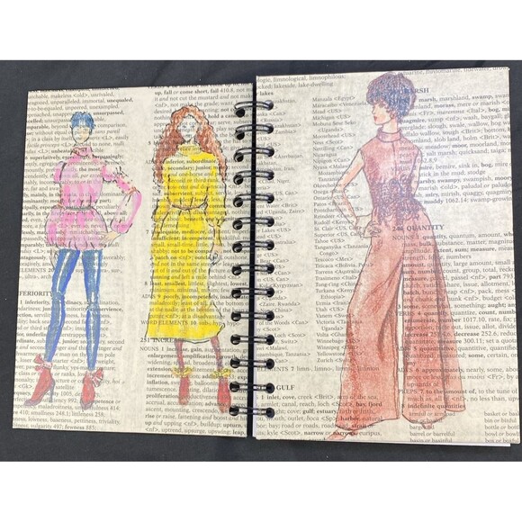 Journal Unique Women/Teens Fashion/Style Design Handmade Upcycle Spiral Notebook - Picture 5 of 6